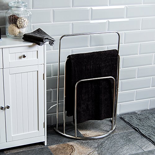 Bath Vida Handtuchständer mit 3 Ebenen, für Badezimmer, freistehend, gebogen, Handtuchhalter, Chrom, 24x50x80 cm