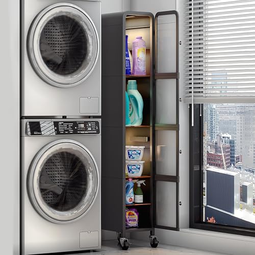 JHDXL Badezimmerregal aus Metall, Rutschfestes Stabiles Bad Badregal, Standregal im Wohnzimmer Küche, für Zuhause, Büro, Wohnzimmer, Schlafzimmer, Balkon(Black,20 * 154cm/8 * 60.5in)