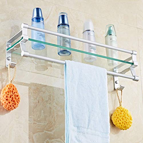 MKKSLR Bad Regale Dusche Caddy Bad Korb Ablage Regal Dickes Hartglas Aluminium Wandregal 5,7 (Größe: 40 cm)