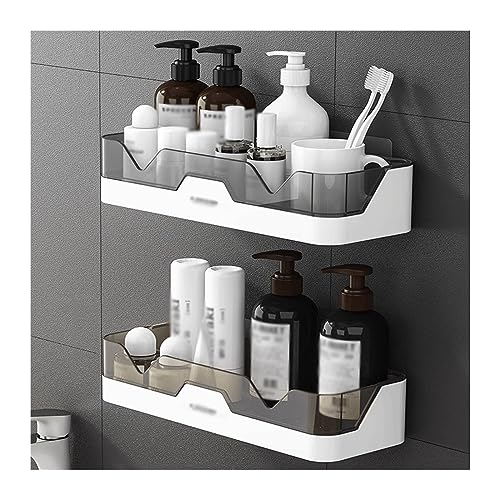 Wandmontiertes Badezimmerregal Badezimmer-Lagerregal Doppellagiges Kunststoff-Lagerregal Waschtisch Hautpflegeprodukte Lagerregal Einfaches Lagerregal ohne Perforationen Badregal(Multi-colored)