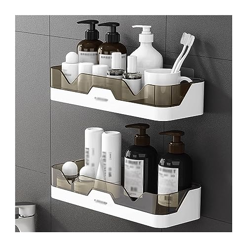 Duschregal Badezimmer-Lagerregal Doppellagiges Kunststoff-Lagerregal Waschtisch Hautpflegeprodukte Lagerregal Einfaches Lagerregal ohne Perforationen Dusche Halterung(Bruin)