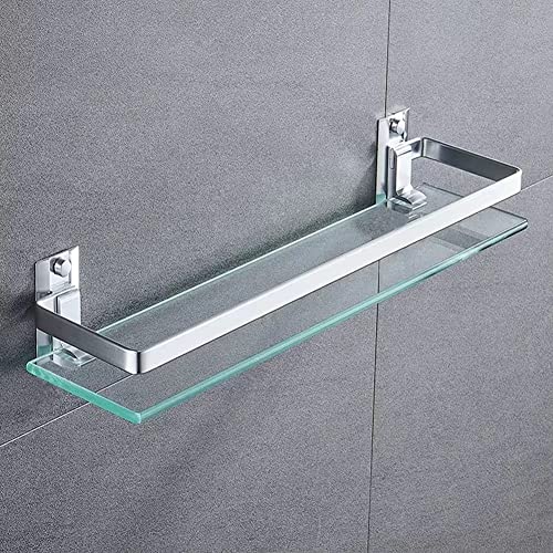 Melairy Glas Duschablage Glasregal Duschregal Glasregal Glasablage für Badezimmer Wandregal Badregal Dusche Ablage Bad Gebürstet 35cm