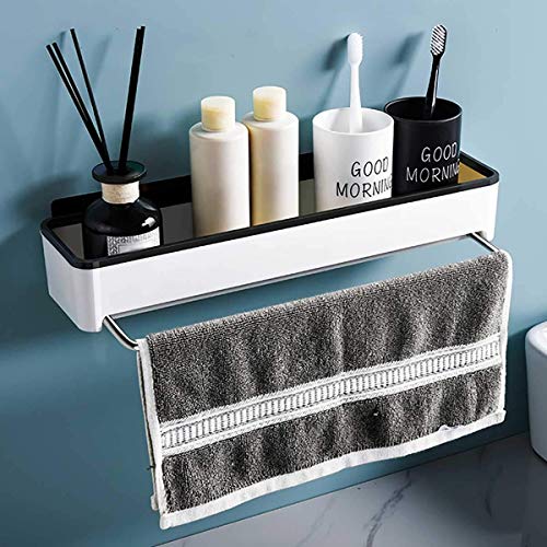 WLVG Mode Duschregal Eckregal Handtuchhalter Wandmontage Kunststoff-Lagerregale, einfacher Stil, Nicht Bohren, für Toilette Badezimmer Küche, schwarz