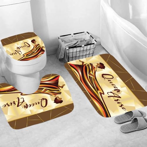 3-Teilige Badezimmer Garnitur Braun rutschfeste & Waschbare Badematte Mit U-Ausschnitt, Toiletten-Vorleger, Saugstark 45X75Cm