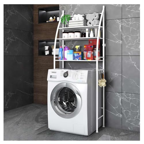 SAIFFE Waschmaschinenregal mit Metallgestell, 3-Ebenen Toilettenregal mit Offenem Rack, Badezimmerregal, Badregal Platzsparend Weiß.