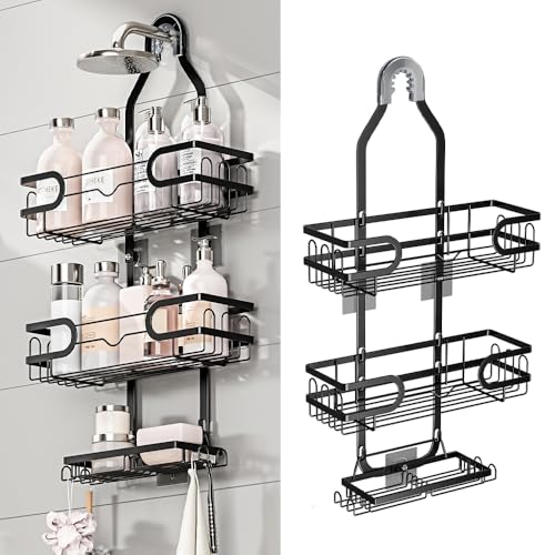 GZCZCC Duschablage zum Hängen Edelstahl Duschablage ohne Bohren Schwarz Badezimmer Organizer Badregal Duschregal ohne Bohren Shampoo Halterung für Dusche Rostfrei Duschkorb zum Hängen für Handtuch