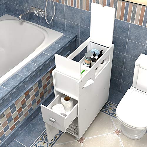 MOODSC WC Side Tür Fach Regal Boden Clip Storage Rack Toilette Eckablage Locker Rädern 22 * ??48 * 70cm