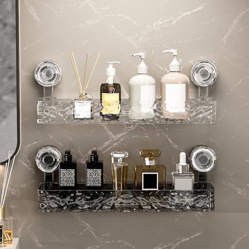 Duschablage Ohne Bohren Badezimmer Organizer Badregal Ohne Bohren mit Großer Kapazität Bad Regal Hängend Badezimmer Wandregal Duschkorb Badablage Shampoo Halterung Für Dusche Zubehör (Weiß+Schwarz)