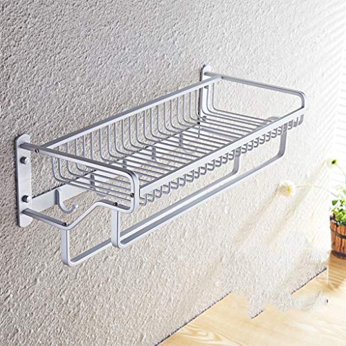 Generisch Handtuchhalte Raum Aluminium Bad Regal Wand Bad handtuchhalter mit einem Korb doppel Stange 2-Schicht
