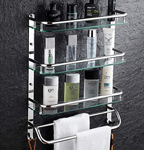 KXQYIKYI Badregale Badezimmer Glasregal Edelstahl 304 Handtuchhalter Badregal Badregal Badregal Badkosmetik (Größe: 61 cm) (51 cm)