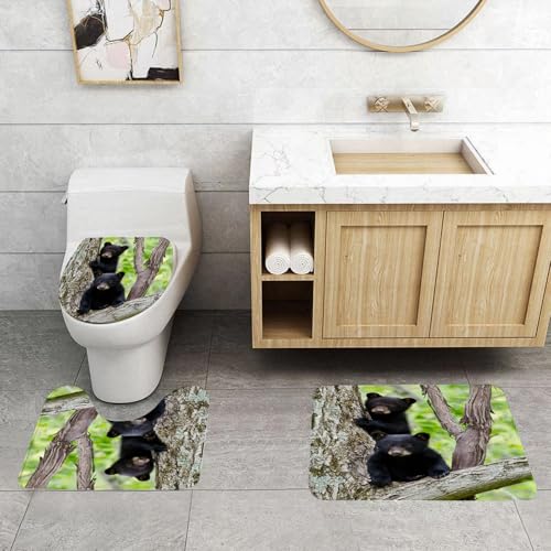 EMCLKS Badezimmermatten 3 Stück rutschfeste Badematte Teppiche, Badezimmer-Garnitur,U-fö rmiger Teppich,US-Innenministeri um, Delaware, Water Gap National Recreation Area,Waschbar Matte