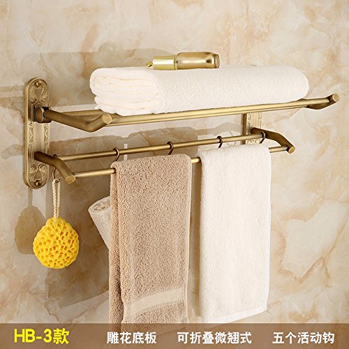 ZXC Bathroom racks Antike Badezimmer Regal Fach Dusche Bad Regale Metall hängende Kupfer gebürstet Handtuchhalter Modell 3