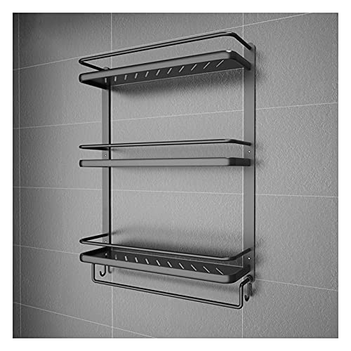 Shampoo Rack Wandmontiertes Lagerregal - 3 Schichten Luxus Kosmetik Badezimmer Korb für Dusche Lagerung - Schwarzes Badregal für Produkte