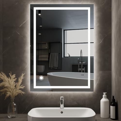 Dhouse Badspiegel Mit Beleuchtung, LED Spiegel mit Beleuchtung, 60x80cm, Touch-Steuerung, 6500K Kaltweiß