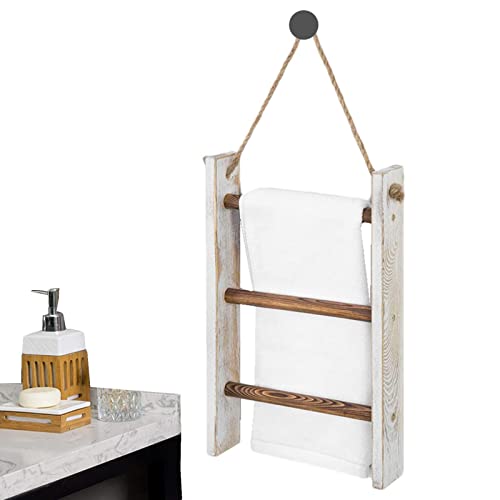 Handtuchleiter | 3-stöckige Handtuchhalter für Badezimmer | Breite Anwendungen Holzregal Handtuchhalter Aufbewahrungsorganisator für Badezimmerhandtücher Fanelod