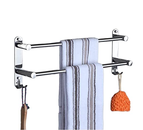 DKRAHRJJ Handtuchhalter, Handtuchhalter Wandmontage, Handtuchregal Edelstahl Handtuchhalter Küche Bad Toilette Hängende Handtuchhalter Bad Regal/Double Layer/40Cm