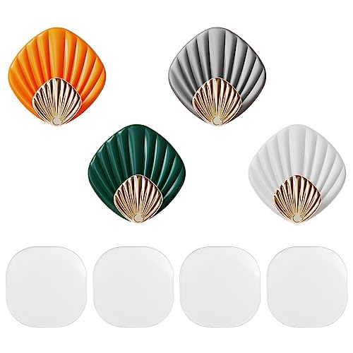 WANGCL Bunte Klebehaken-Set, Muschel-Handtuchhaken, ohne Bohren, Klebehaken für Badezimmer, Küche usw