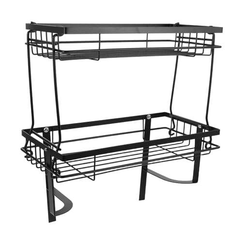 Sosoport Über wc Regal Doppelstock Badregal ohne Bohren Stabil Abnehmbar Modernes Schwarzes Badezimmer Aufbewahrungsregal für Toiletten Handtücher Kosmetik