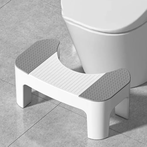 Pongpai Badezimmer-Hocker, ergonomischer Tritthocker für bessere Körperhaltung, rutschfester Toiletten-Fußhocker für Erwachsene/ältere Menschen/Schwangere (Grau)