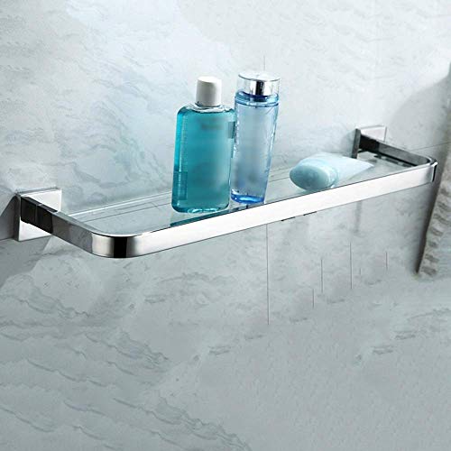 Badezimmer-Regal mit 8 mm dickem gehärtetem Glas, zur Wandmontage, rechteckig, poliertes Chrom, Glas-Badregal zur Aufbewahrung (50 cm, 70 cm)