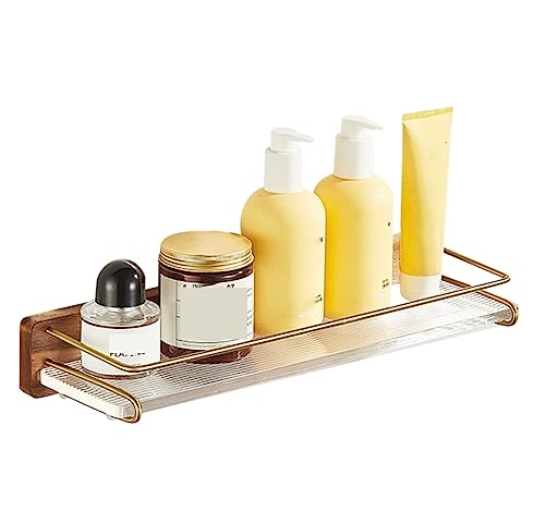 Duschablage Badregal Badezimmer Regal Kein Bohren, Duschregal, Wandmontage, Duschregal, Holz, Raumaluminium, Für Badezimmer, WC Duschregal Duschkorb (Color : A, Size : 50cm)