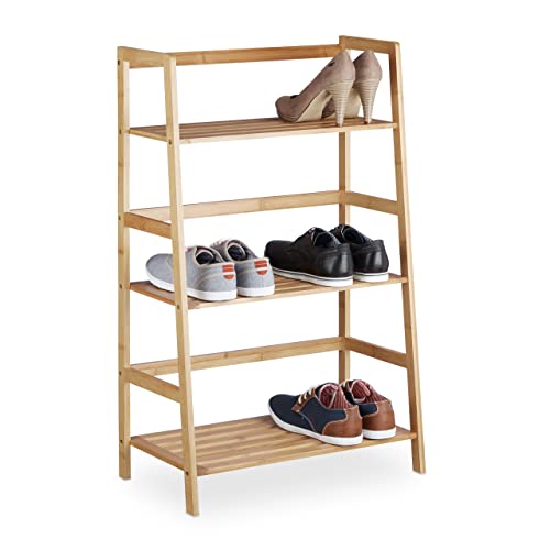 Relaxdays Standregal aus Bambus mit 3 Ablagen HxBxT: ca. 91 x 57 x 32 cm, schmales Regal, Badregal, Bücherregal, natur