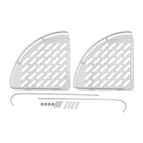 Tissting Badregal aus Aluminium, Eckdusche Regal mit 2 Etagen für Handtücher und Badezimmer Zubehör, Wandmontage