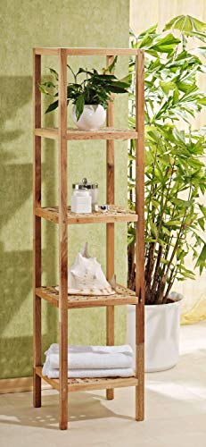 Merschbrock Trade GmbH Regal, Badregal, 5 Lagen, Gitterdesign, Walnussholz