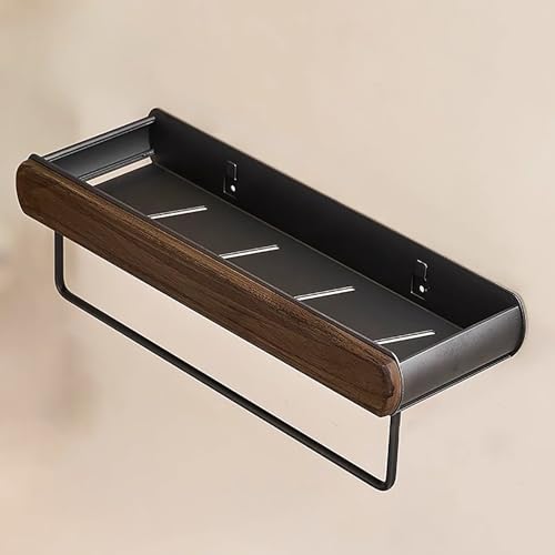 zxhrybh Multifunktionales Duschrega, Dusch-Organizer mit Handtuchhalter, Schwebendes Badezimmer Regal, für Küche, Schlafzimmer und Badezimmer, Walnuss-Finish(23.6in/60c m)