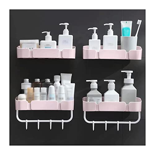 Duschablage zum Hängen 2 Kunststoff-Toilettenartik el-Aufbewahrungsregale Doppelwandmontierte Kunststoff-Aufbewahrungsr egale Kein Stanzen Einfache Toiletten-Aufbewahrungsre gale Duschregal(Pink)