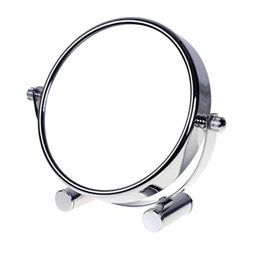 TUKA Designed Kosmetikspiegel 5 Fach, 6 inch Tischspiegel 360° drehbar, Standspiegel Schminkspiegel Badezimmerspiegel Verchromten. Doppelseitiger Rasierspiegel: Normal + 5X Vergrößerung, TKD3142-5x