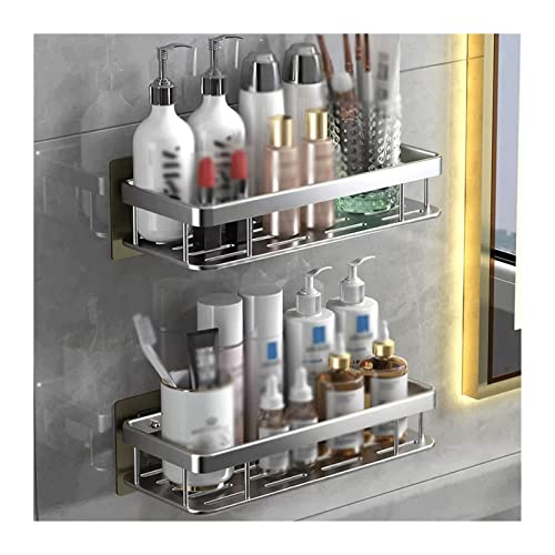 Zhaoj24-05 Duschablage zum Hängen Lagerregal Toilette Einfaches Kunststoff-Lagerregal Toilettenwaschtisch Wandmontiertes Lagerregal Nicht perforiertes Lagerregal Duschregal(Grigio,2)