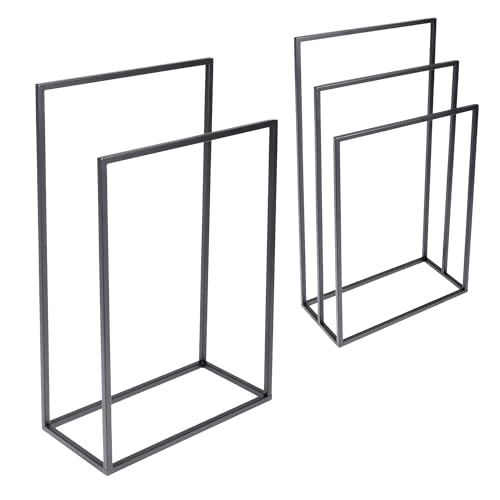 Natural Goods Berlin Duo Handtuchständer freistehend/pulverbeschic hteter Standhandtuchhalter aus Metall/platzsparend mit 2X Handtuchstange/Handtuchha lter schwarz stehend