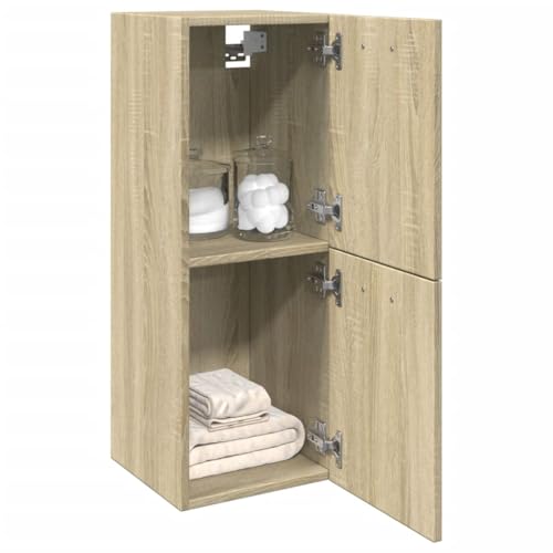 Homgoday Badezimmermöbel, Sonoma-Eiche, 30 x 30 x 80 cm, mehrschichtiges Holz, Sideboard, Schrank, Bodenschrank für Badezimmer, Aufbewahrungsschränke, Regale, Aufbewahrungsschrank für Schlafzimmer und