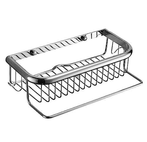 BKALIT Badezimmer Regal Duschablage Duschregal Kupfer Badezimmer Korb Dusche Bad Organizer Küche Aufbewahrungskorb Für Halter Badregal Dusche Ablage Duschkorb (Color : Silver, Size : 29.5x12.5x8cm)