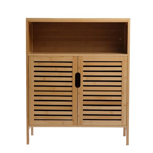 AD.CON Badezimmerschrank Bambus Badregal Badschrank mit 3 Ablagen 81 x 65 x 31 cm Natural