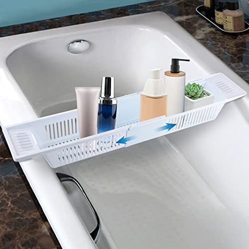 Aohuada Kunststoff-Badregal, Badespielzeug-Aufbewahrun gskorb für Kinder, Multifunktions-Badezimmer -Accessoires, versenkbar,weiß