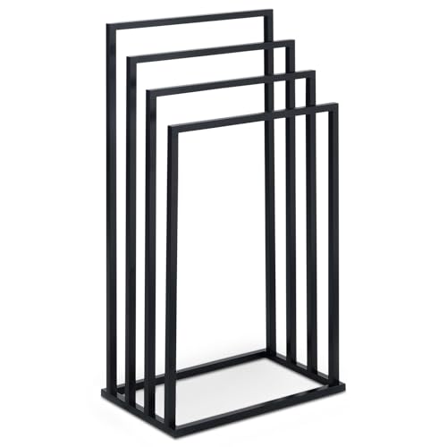 IDIMEX Handtuchhalter Senza freistehend, schwarz – moderner Handtuchständer mit 4 Stangen, Metallgestell pulverbeschichtet, Handtuchorganisation für Bad & Gästezimmer