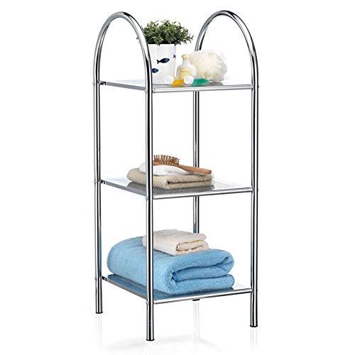 CARO-Möbel Badregal Standregal Haushaltsregal Handtuchregal Playa aus verchromtem Metall mit 3 Ablagen