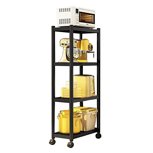 Nischenregal Küchenwagen Badrollwagen 25 Cm Breiter Küchen-Aufbewahrungswage n For Kleine Räume, Schmaler Metall-Organizer Auf Rädern, Stehende Regaleinheiten For Wohnungen, Büros ( Size : 4-tier )