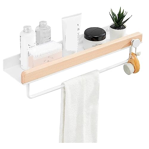 Duschablage Badregal Badezimmer Regal Wand-Dusche-Caddy, Duschregal, Organizer, Ohne Bohren, Selbstklebendes Aluminium-Holz Für Badezimmer Duschregal Duschkorb (Color : A, Size : 60 * 11.8 * 11.8cm)