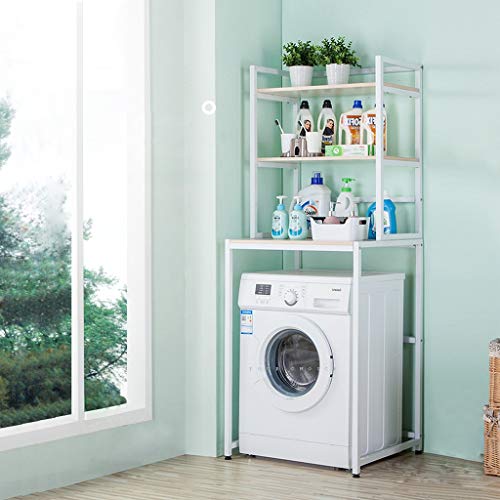3-lagiges Überwaschmaschinen-Lager regal - Universal-Badregal aus Metall - Universal-Lagerregal für Waschküchen-WC - Ablagefach für Ablagen - Trommelwaschmaschine - Weiß - Schwarz ( Color : White )