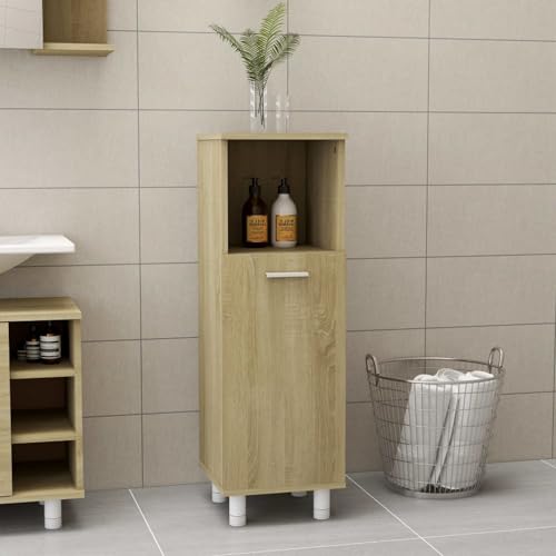 Brokky Badezimmerschrank Sonoma-Eiche 30x30x95 cm Badezimmer MöBel Badeschrank Regal Bad Cabinet BadezimmerschräNke Holzwerkstoff