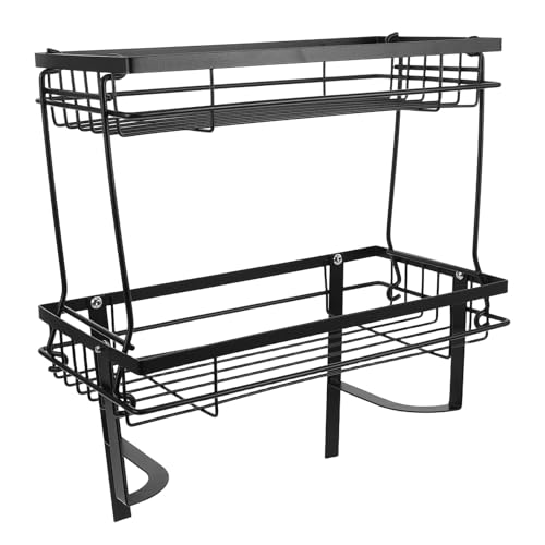 SHINEOFI Ablage Toilette Doppellagiges Regal Für Bad Aufbewahrungsmöglichkeit Über Wc Ohne Bohren Organizer Für Toilettenartikel Und Handtücher Stabiles Wc-Regal Mit Bohrfreier Montage