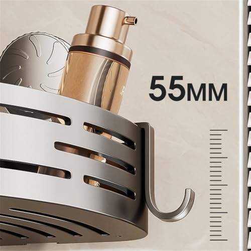 Eawfgtuw Eck-Duschregal mit Saugnäpfen, Wandmontage, Badezimmer-Organizer für Handtücher, Shampoo und Seife, platzsparend, graues ABS-Regal für Dusche (mit Stange)