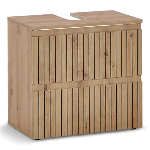 AUSTIN Badezimmer Waschbeckenunterschrank in Artisan Eiche Optik, Wildeiche Optik FSC-zertifiziert - Bad Unterschrank Badezimmerschrank mit viel Stauraum - 60 x 57 x 36 cm (B/H/T)