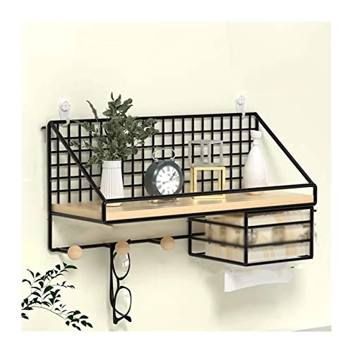 birene Wandmontiertes Badezimmerregal Lagerregal Toilette Einschichtiges Metall Toilettenartikel Lagerregal Schlafsaal Wandbehang Korb Küche Wandbehang Metall Lagerregal Badregal(Schwarz,45)