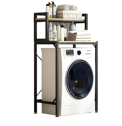 ELZEM Waschmaschine überbau Regal Toilettenregal Badezimmer Aufbewahrungsregal Platzsparer Badregal aus Metall Bad WC Stand Hergestellt aus verdickter Metallfarbe, wasserdicht und rostfrei Black,B
