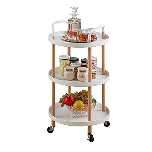 SXJC Rollwagen Küchenwagen Rollen Etagen Regale, Servierwagen Allzweckwagen Küchenrollwagen, Aufbewahrungswagen für Badezimmer, Büro Organizer, Einfache Montage,White 3F