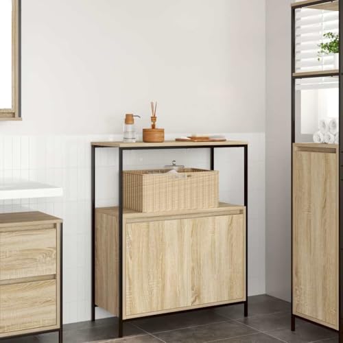 Xichuzi Badschrank mit Regalen Sonoma-Eiche 76,5x35x95 cm, Bad Kommode, Badezimmer Möbel, Badzimmer Schrank, Aufbewahrungsschrank, Bad Schrank - 861918